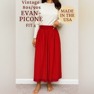 Vintage 80s/90s Evan-Picone Red Skirt • Fits Like Size 4 • Made in USA